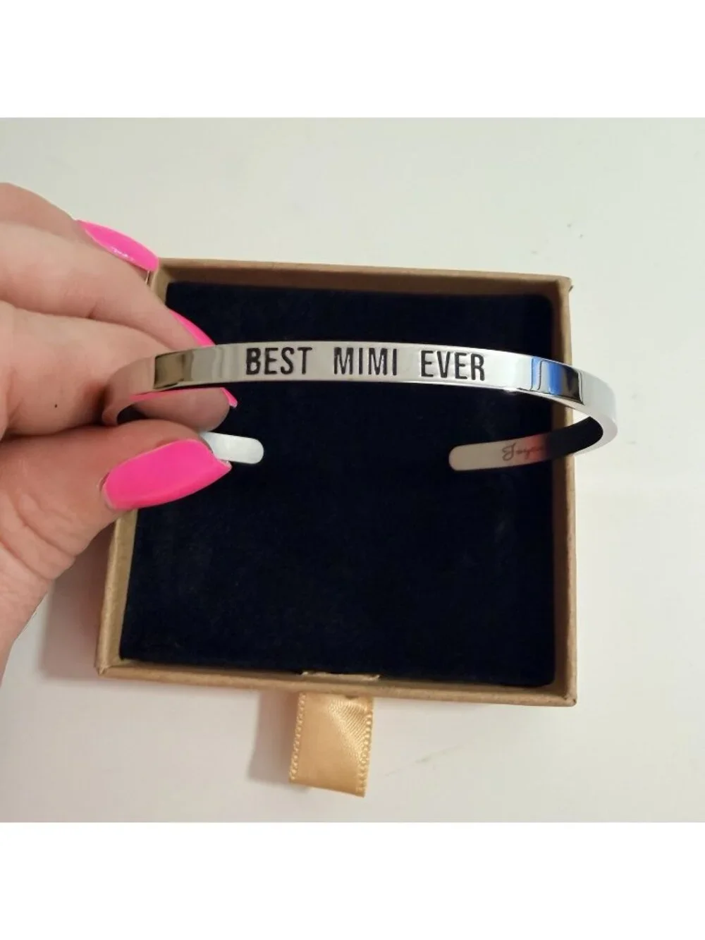 JoyCuff Silver ‘Best Mimi Ever” Cuff Bracelet